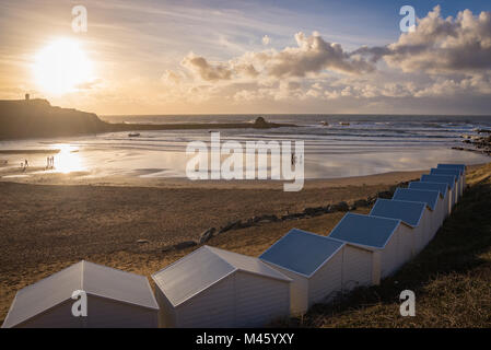 Sunset above Summerleaze beach in Bude, Cornwall Stock Photo