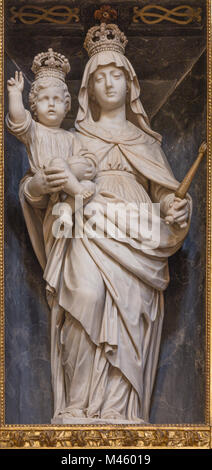 TURIN, ITALY - MARCH 15, 2017: The marble statue of Madonna (Mary Help of Christians) in church Chiesa di San Francesco da Paola by  Tomaso Carlone (1 Stock Photo