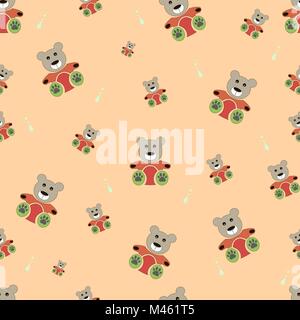teddy bear seamless pattern. bear doll seamless pattern Stock Vector