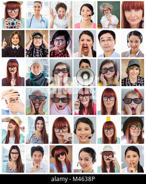 Composite image of charming businesswoman asking for silence Stock Photo