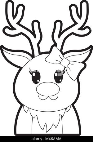 outline adorable female reindeer cute animal Stock Vector