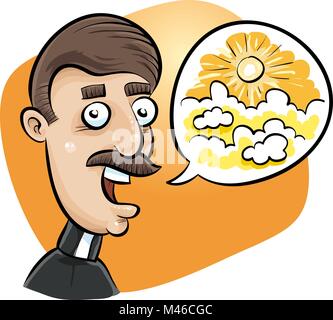 A cartoon church minister preaches a vision of Heaven. Stock Vector