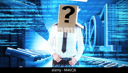 Composite image of anonymous businessman with hands in waistband Stock Photo