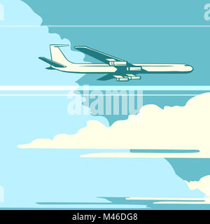 Retro airplane in the sky Stock Photo