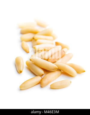 Healthy pine nuts  isolated on white background. Stock Photo