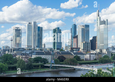 Frankfurt, Germany - July 15: A view of the banking capital Frankfurt am Main skyline on July 25, 2017. Stock Photo