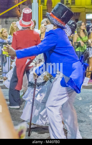 Costumed Man Dancing Candombe at Carnival Parade of Uruguay Stock Photo ...