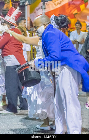 Costumed Man Dancing Candombe at Carnival Parade of Uruguay Stock Photo ...