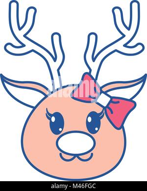 line color female reindeer head cute animal Stock Vector