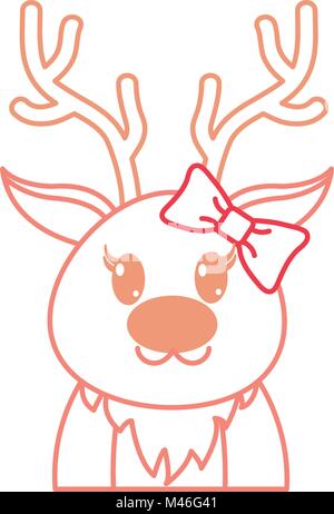 color line adorable female reindeer cute animal Stock Vector