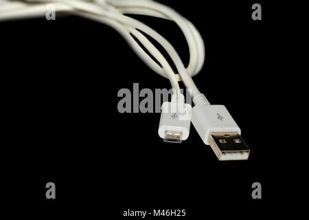 USB cable for your Smartphone on a black background Stock Photo