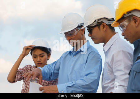 Engineers and technician are having a meeting. Stock Photo