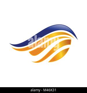 Abstract Blue Gold Wing Vector Symbol Graphic Logo Design Stock Vector
