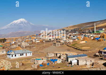 East anatolian village with the Mount Ararat in the background Stock Photo