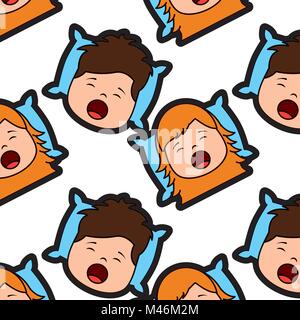 child sleeping pattern image  Stock Vector