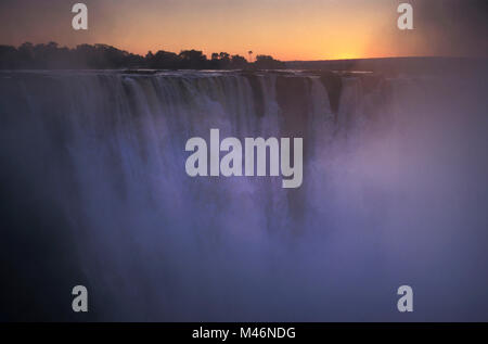 Zimbabwe. Near Victoria Falls. The Victoria Falls. Sunrise. Unesco, World Heritage Site. Stock Photo