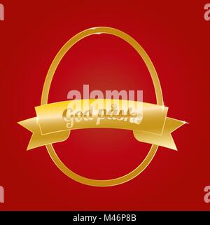 Golden Easter egg silhouette with the words God Paske, Scandinavian Happy Easter concept, Luxury Easter background, vector illustration Stock Vector