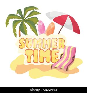 Summer time background banner design template and sign season elements beach Stock Vector
