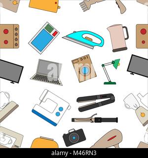 Seamless background from a set of home appliances. Stock Vector