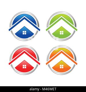 Abstract Multi Colored Home Circle Icon Vector Symbol Graphic Logo Design Set Stock Vector