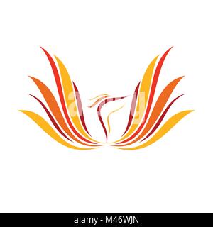Abstract Flame Phoenix Wings Line Art Vector Symbol Graphic Logo Design Stock Vector