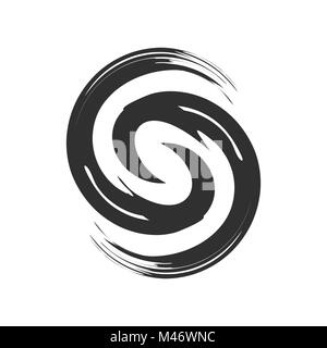 Initial S Zen Refresh Symbol Brush Vector Graphic Design Stock Vector