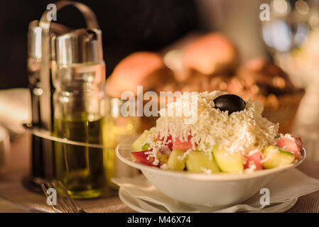 Serbian traditional shopska salad Stock Photo