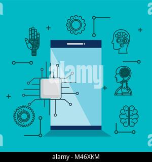 artificial intelligence technology set icons vector illustration design Stock Vector