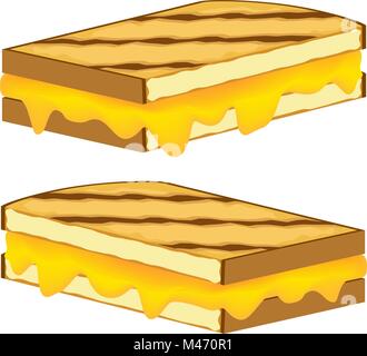 An image of a Grilled Cheese Sandwich vector cartoon Isolated on White background. Stock Vector