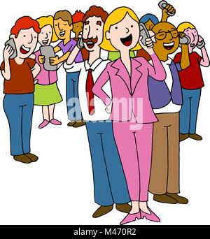 An image of a crowd of people using mobile telephones. Stock Vector