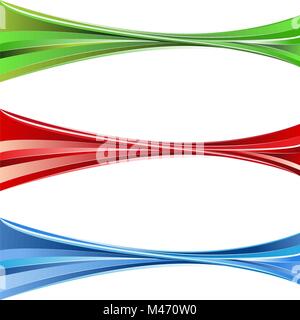 An image of a Thin Thick Vibrant Color Energy Wave Banner Set. Stock Vector