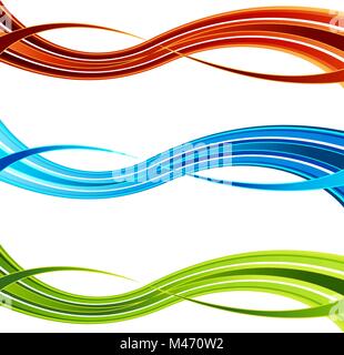 An image of a Thin Thick Vibrant Color Curve Wave Banner Set. Stock Vector