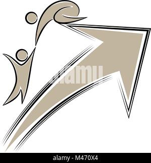 An image of a Success and Support Help Arrow Icon isolated on white. Stock Vector