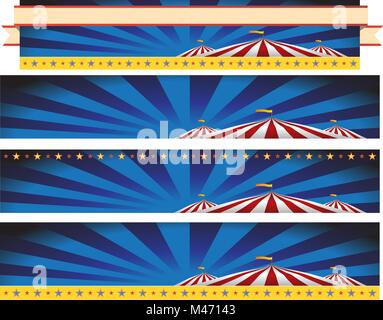 An image of a Circus Carnival Tent Banner Background Set. Stock Vector