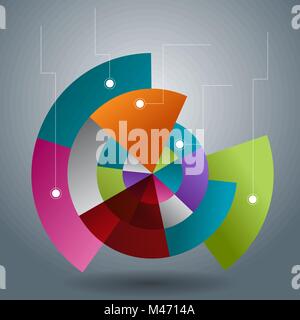 An image of a Overlapping Transparent Pie Chart Slices business infographic. Stock Vector