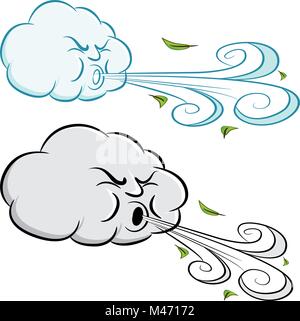 cloud face blowing wind drawing