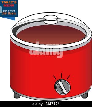 An image of a Slow Cooker Chili Beans on todays menu. Removable lid. Stock Vector