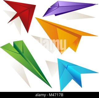 An image of a Paper Airplane Variation Set. Stock Vector