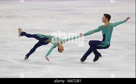 Italy's Matteo Guarise and Nicole Della Monica during the Pairs Free Skating Figure Skating Final during day six of the PyeongChang 2018 Winter Olympic Games in South Korea. Stock Photo