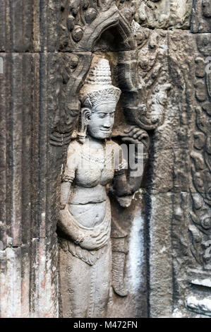 Apsara at Banteay Kdei Temple, Angkor, Cambodia Stock Photo