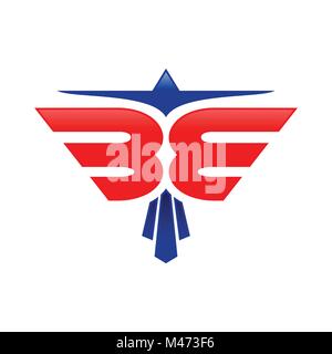 Abstract Eagle BE Initials Blue Red Color Symbol Vector Graphic Logo Design Stock Vector