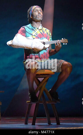 New York, NY, USA. 14th Feb, 2018. Andre Ward performs at the 'Escape To Margaritaville' press preview at the Marquis theater on February 14, 2018 in New YorkCity. Credit: John Palmer/Media Punch/Alamy Live News Stock Photo