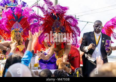 New Orleans, Louisiana / USA - 02/13/2018: Mardi Gras Indians during Krewe of Zulu Parade Credit: Steven Reich/Alamy Live News Stock Photo