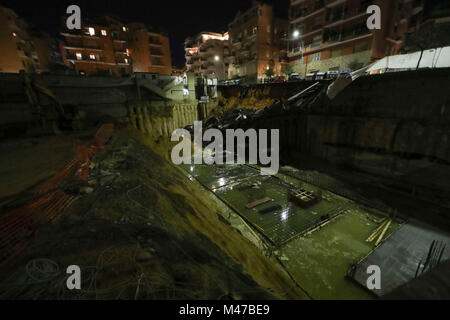 Rome, Italy. 14th February, 2018. Via Lattanzio collapses road to the Balduina  Credit: Independent Photo Agency Srl/Alamy Live News Stock Photo