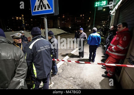 Rome, Italy. 14th February, 2018. Via Lattanzio collapses road to the Balduina  Credit: Independent Photo Agency Srl/Alamy Live News Stock Photo