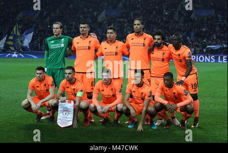 14th February 2018, Estadio do Dragao, Porto, Portugal;  UEFA Champions League football, round of 16, first leg, FC Porto versus Liverpool; Team FC Liverpool Credit: Laurent Lairys/Agence Locevaphotos/Alamy Live News Stock Photo