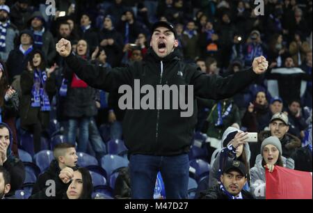 14th February 2018, Estadio do Dragao, Porto, Portugal;  UEFA Champions League football, round of 16, first leg, FC Porto versus Liverpool; Supporters FC Porto Credit: Laurent Lairys/Agence Locevaphotos/Alamy Live News Stock Photo