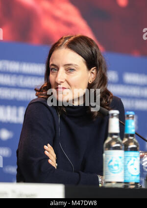 Berlin, Germany. 15th Feb, 2018. Member of the jury for competition section of the 68th Berlin International Film Festival Adele Romanski attends a press conference in Berlin, capital of Germany, on Feb. 15, 2018. Credit: Shan Yuqi/Xinhua/Alamy Live News Stock Photo