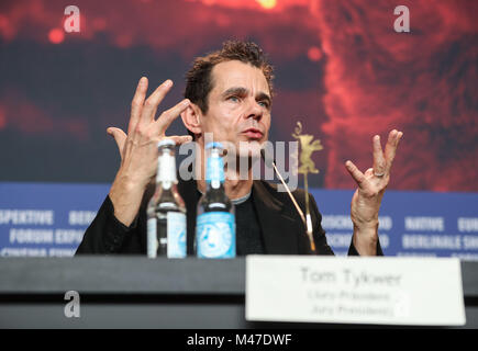 Berlin, Germany. 15th Feb, 2018. President of the jury for competition section of the 68th Berlin International Film Festival Tom Tykwer attends a press conference in Berlin, capital of Germany, on Feb. 15, 2018. Credit: Shan Yuqi/Xinhua/Alamy Live News Stock Photo
