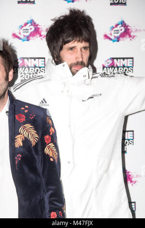 London, UK. 14th Feb, 2018. Sergio Pizzorno (Kasabian) arrives at the VO5 NME Awards 2018 at London’s O2 Brixton Academy. Credit: Tom Rose/Alamy Live News Stock Photo